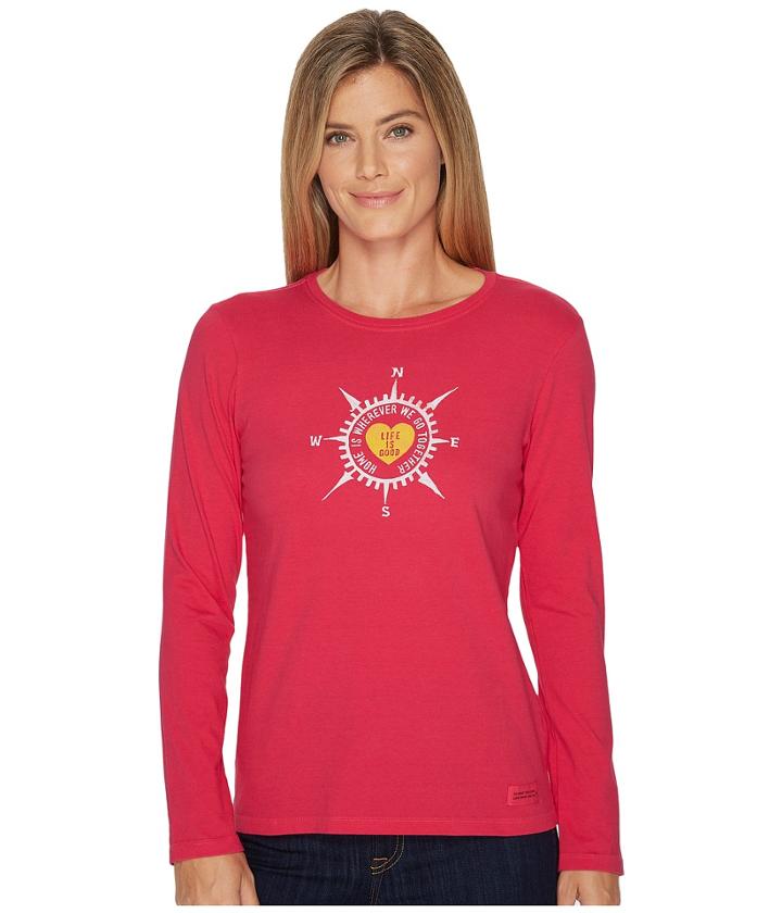 Life Is Good - Heart Compass Long Sleeve Crusher Tee