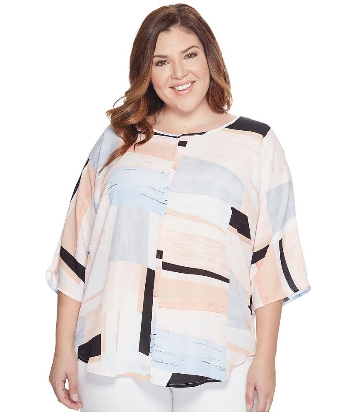 Vince Camuto Specialty Size - Plus Size 3/4 Sleeve Subtle Landscape Blouse