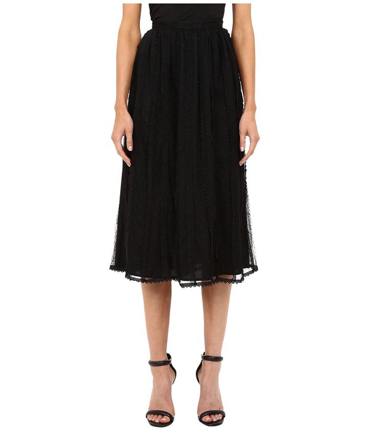 Red Valentino - Point D'esprit Tulle Macrame Lace Ribbons Skirt