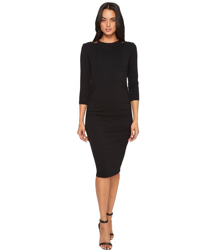 Michael Stars - Cotton Lycra Round Neck Dress With Slashed Shoulders