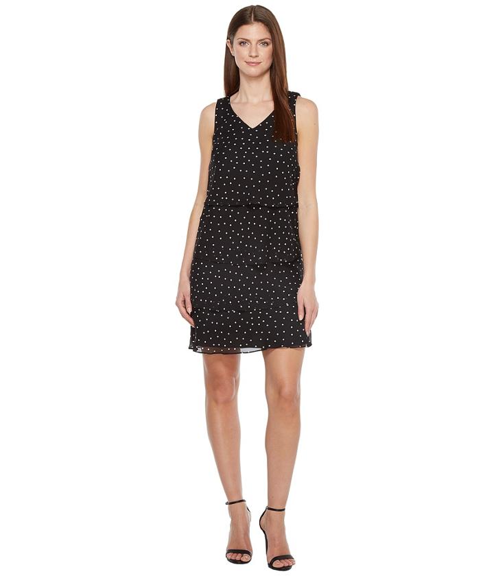 Tahari By Asl - Tiered Chiffon Dot Dress