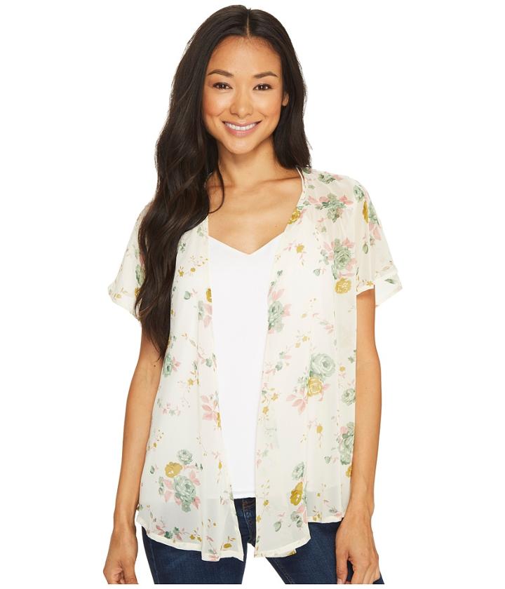 Roper - 1131 Cream Floral Chiffon Cardigan