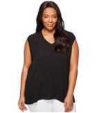 Vince Camuto Specialty Size - Plus Size Extend Shoulder V-neck Mix Media Textured Top