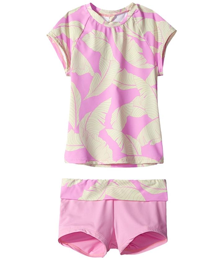 Hobie Kids - Fronds Forever Short Sleeve Rashguard And Swim Shorts