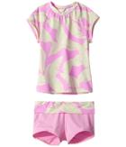 Hobie Kids - Fronds Forever Short Sleeve Rashguard And Swim Shorts