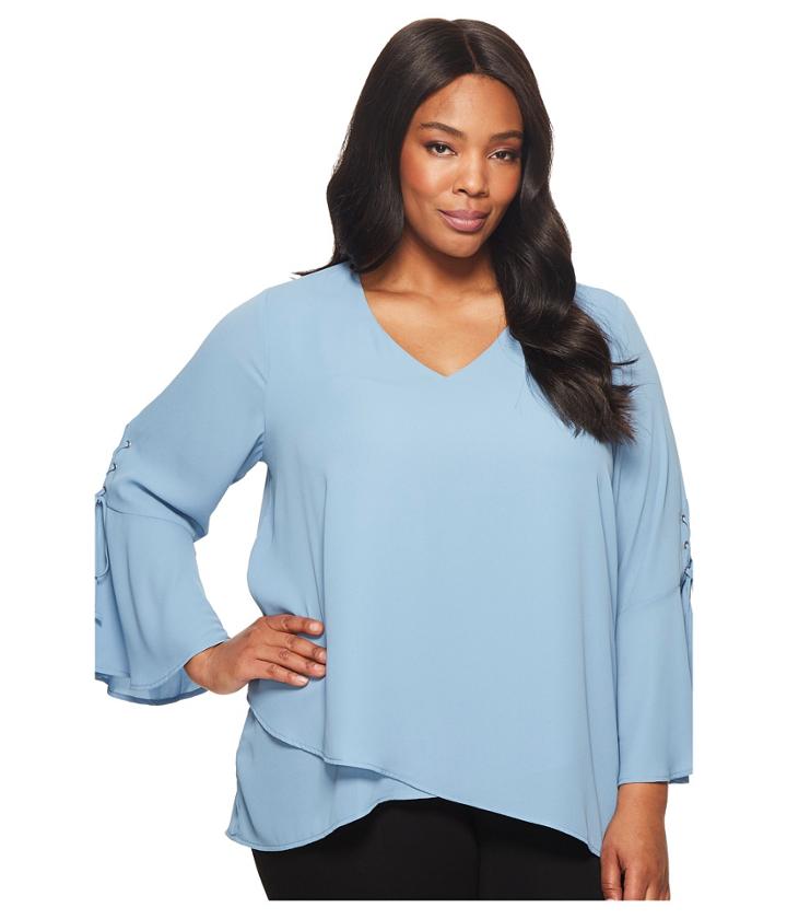 Karen Kane Plus - Plus Size Split Tie-sleeve Top