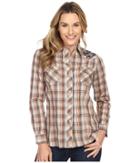Roper - 300 Navy Brown Plaid With Embroidery