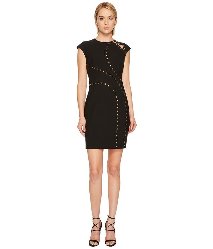 Versace Collection - Studded Cap Sleeve Slit Dress