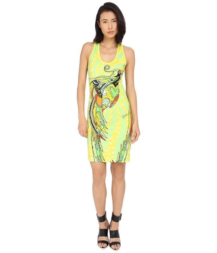 Just Cavalli - Fitted Printed Jersey Tank Dress Leo Deco Print