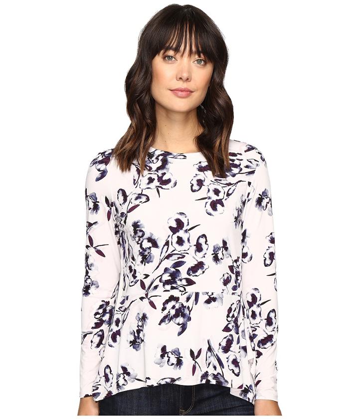 Ivanka Trump - Long Sleeve Printed Peplum Top