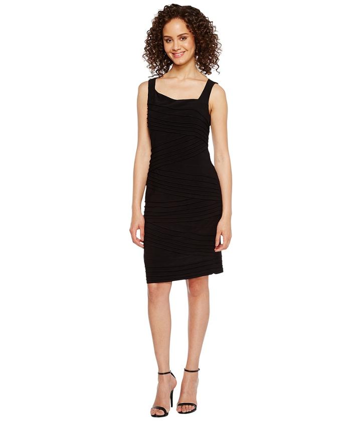 Adrianna Papell - Variegated Striped Banded Jersey Sheath Dress