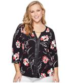 Calvin Klein Plus - Plus Size 3/4 Sleeve Print Top With Hardware