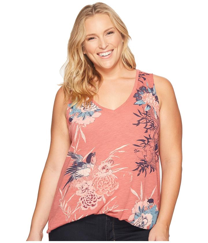 Lucky Brand - Plus Size Birds Flower Scroll Tank Top