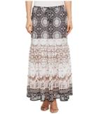 Tribal - Pull-on 36 Printed Georgette Maxi Skirt With Tassel