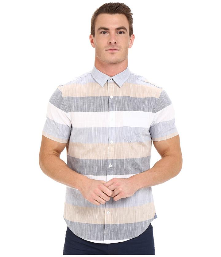 Original Penguin - Short Sleeve Bold Horizontal Stripe Chambray