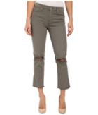 7 For All Mankind - Cropped High Waist Vintage Straight W/ Raw Hem Knee Holes In Moss