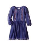 Lucky Brand Kids - Rayon Crinkle Gauze Embroidered Dress And Three-button Closure