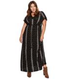 Lucky Brand - Plus Size Striped Ditsy Maxi Dress