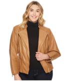 Calvin Klein Plus - Plus Size Faux Leather Jacket W/ Piping