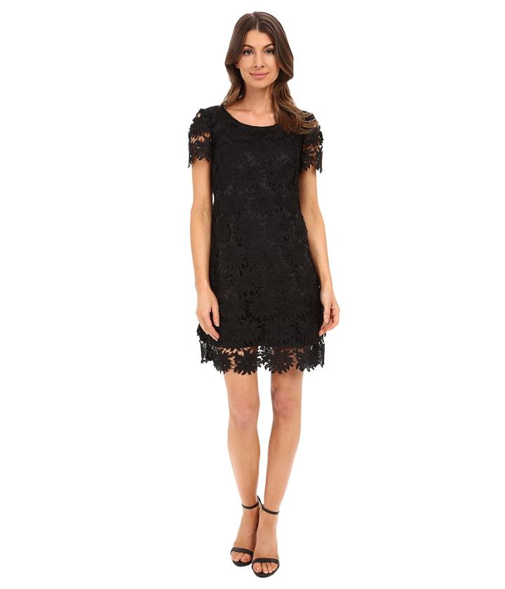 Adrianna Papell - Scalloped Lace Flounce Hem Dress
