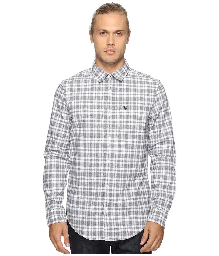 Original Penguin - Long Sleeve Jaspe Plaid Oxford Woven Shirt