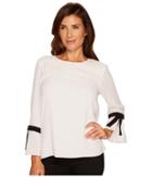 Cece - 3/4 Tie Bell Sleeve Textured Blouse