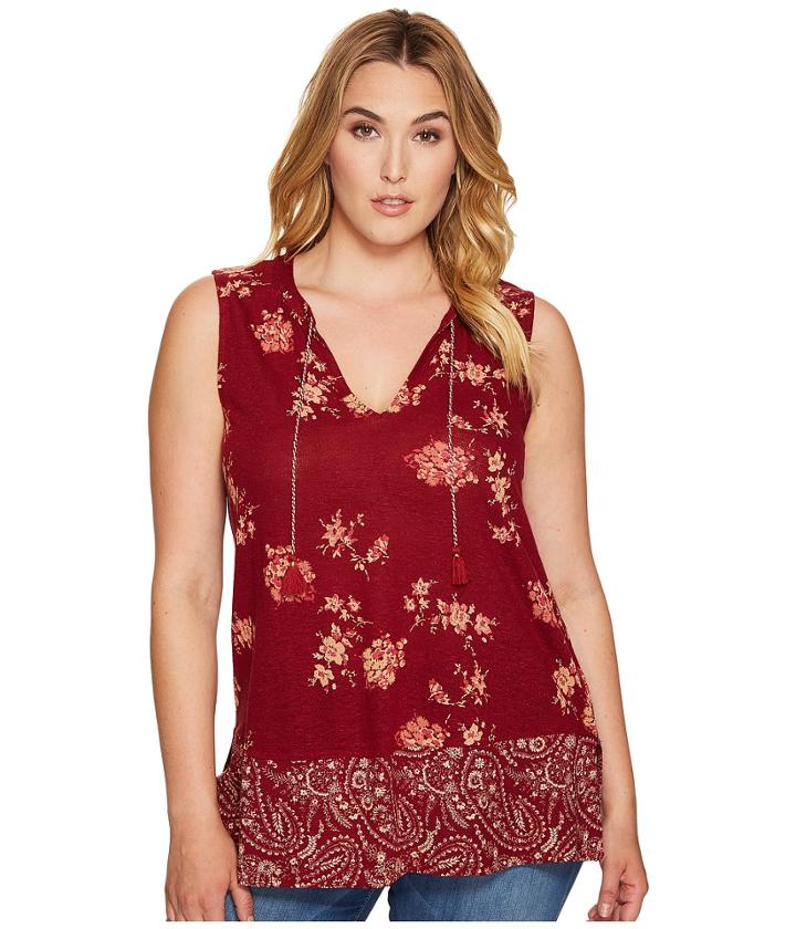 Lucky Brand - Plus Size Paisley Border Tank Top