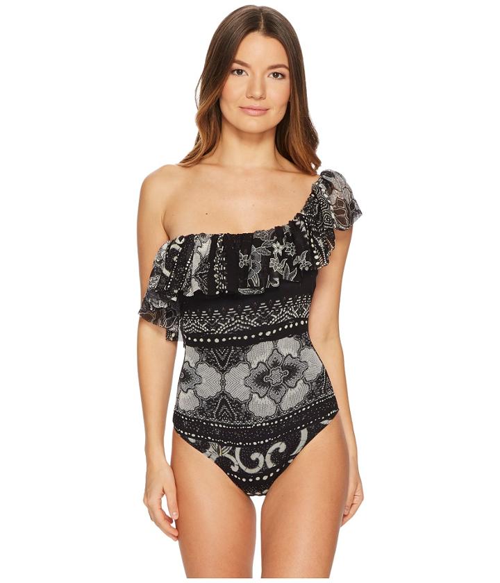 Fuzzi - One Shoulder Asymmetric Ruffle Swimsuit