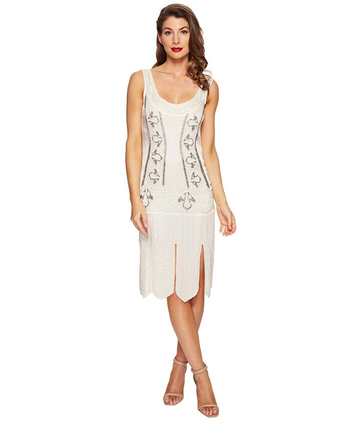 Unique Vintage - Sateen Beaded Eli Flapper Dress