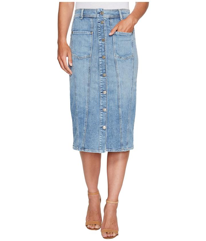 7 For All Mankind - Button Front Pieced Skirt In Rockaway Beach 2