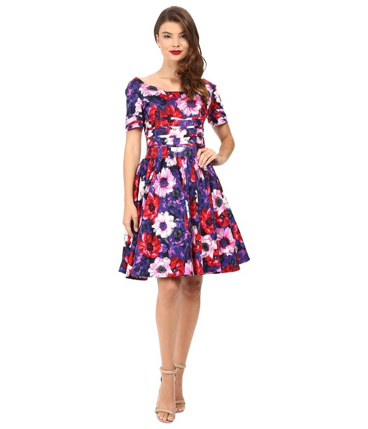 Unique Vintage - Cap Sleeve Scallop Roman Holiday Dress