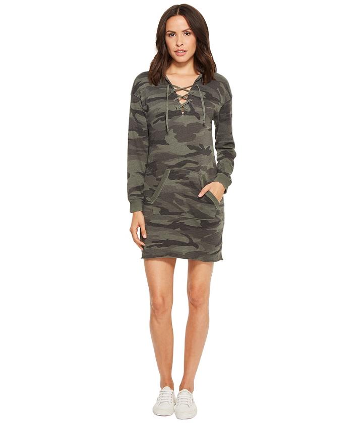 Splendid - Camo Lace-up Hoodie Dress