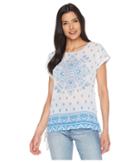 Two By Vince Camuto - Short Sleeve Side Tie Persian Medallion Mix Media Tee