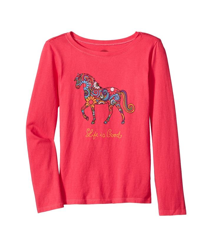 Life Is Good Kids - Flower Swirl Horse Long Sleeve Crusher Tee