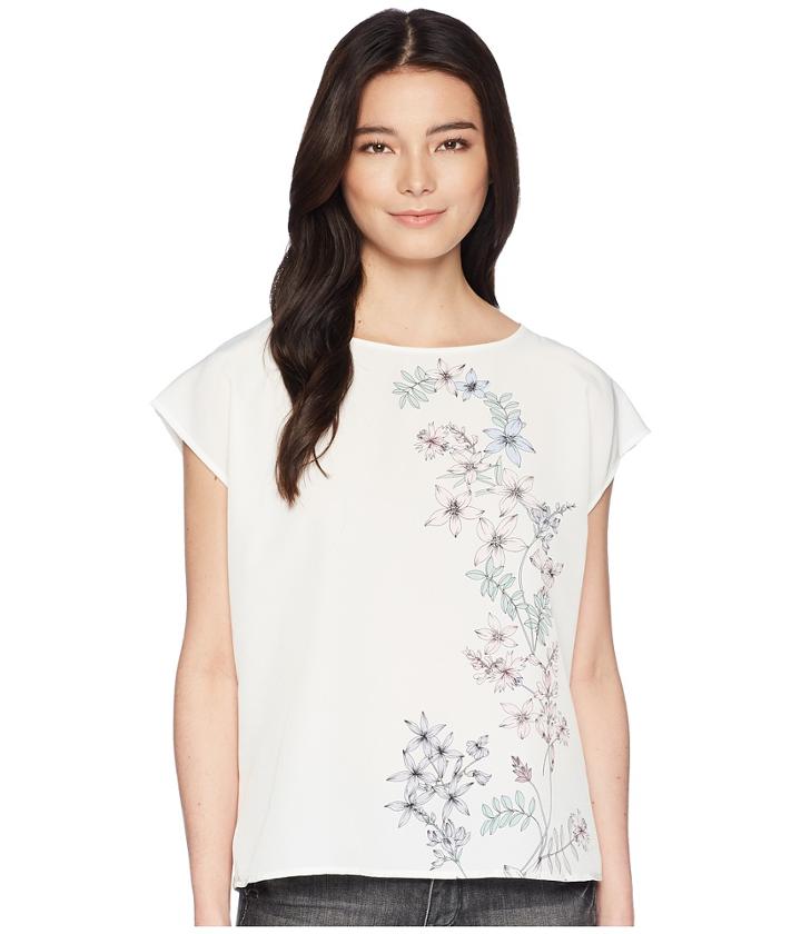 Vince Camuto Specialty Size - Petite Extend Shoulder Botanical Floral Print Blouse