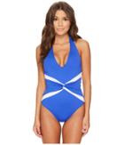 Lauren Ralph Lauren - Beach Club Plunge Twist Halter One-piece Shaping Fit W/ Removable Cups