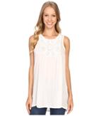 Dylan By True Grit - Dream Cotton Sleeveless Hi-lo Tank Top W/ Crochet