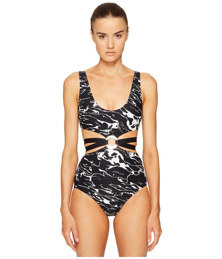 Proenza Schouler - Marble Print One-piece W/ Trim Center Ring