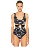 Proenza Schouler - Marble Print One-piece W/ Trim Center Ring