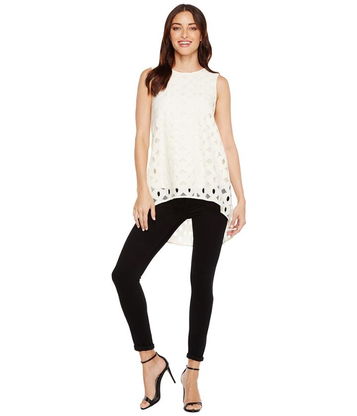 Vince Camuto - Sleeveless Cable Lace High-low Hem Blouse