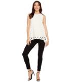 Vince Camuto - Sleeveless Cable Lace High-low Hem Blouse