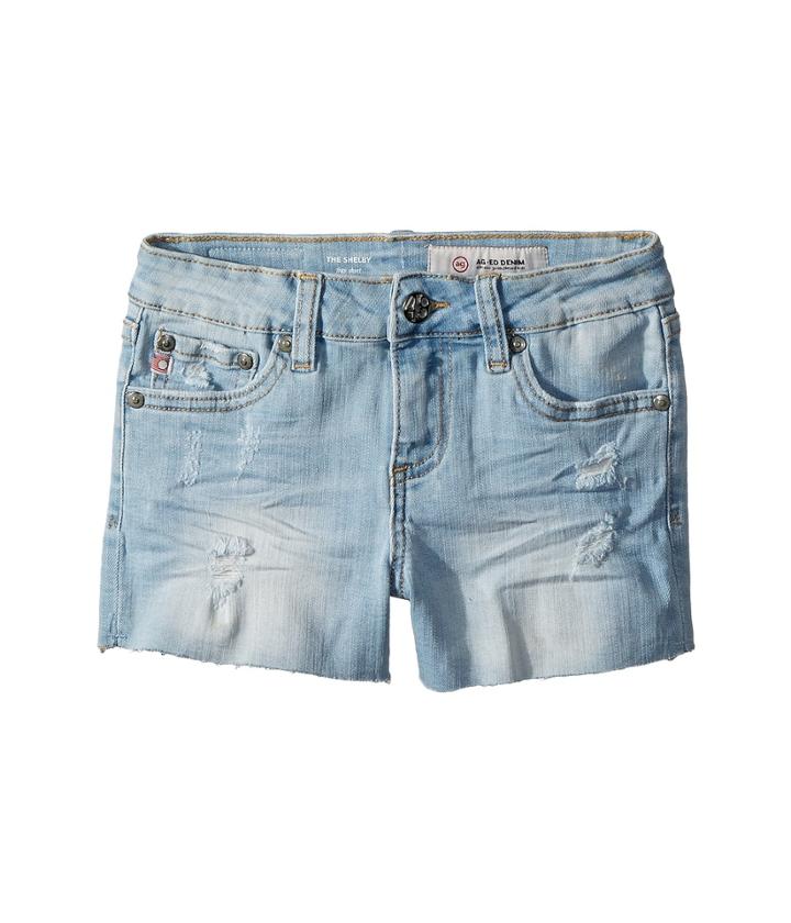 Ag Adriano Goldschmied Kids - The Shelby Fray Shorts W/ Raw Hem In Seaport