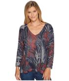 Nally &amp; Millie - Printed V-neck Navy Top