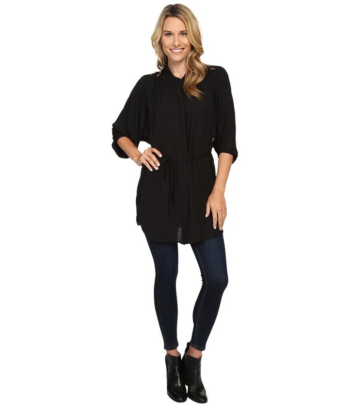 Bobeau - Maren Lace Trim Woven Tunic