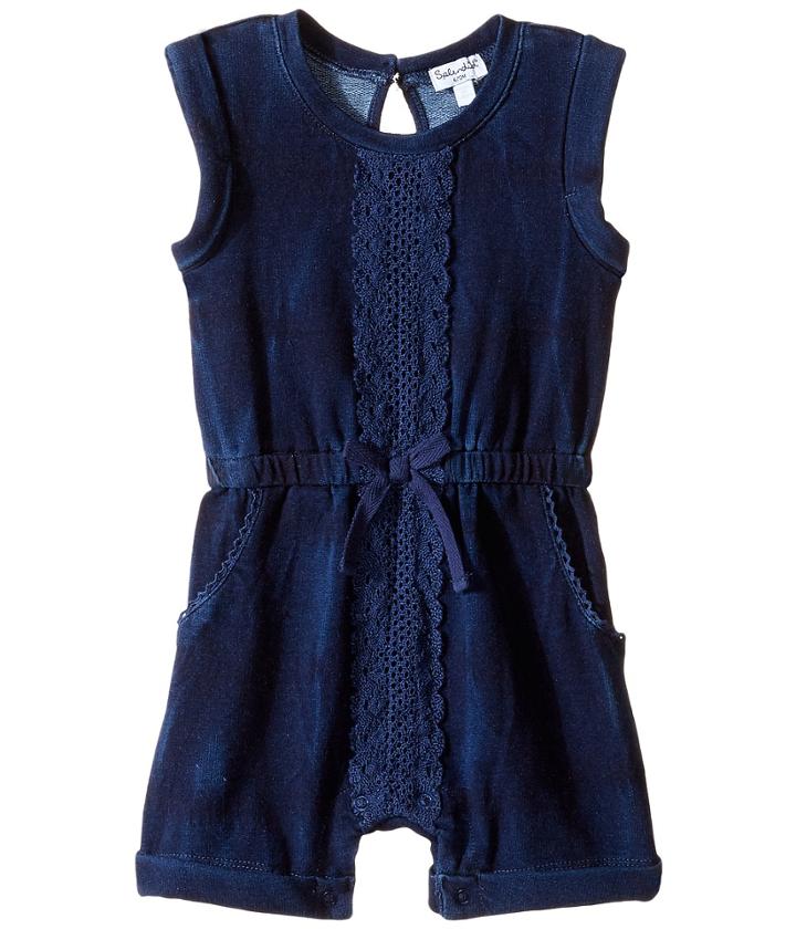 Splendid Littles - Indigo Baby French Terry Romper W/ Lace