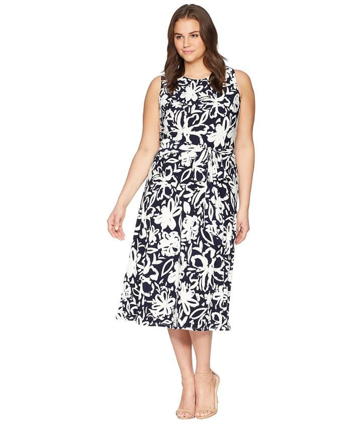 Lauren Ralph Lauren - Plus Size B551 Coastal Floral Feliana Sleeveless Day Dress