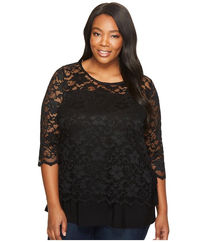 Karen Kane Plus - Plus Size Lace Side Tie Top