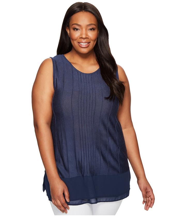 Nic+zoe - Plus Size Textured Chiffon Trim Tank Top