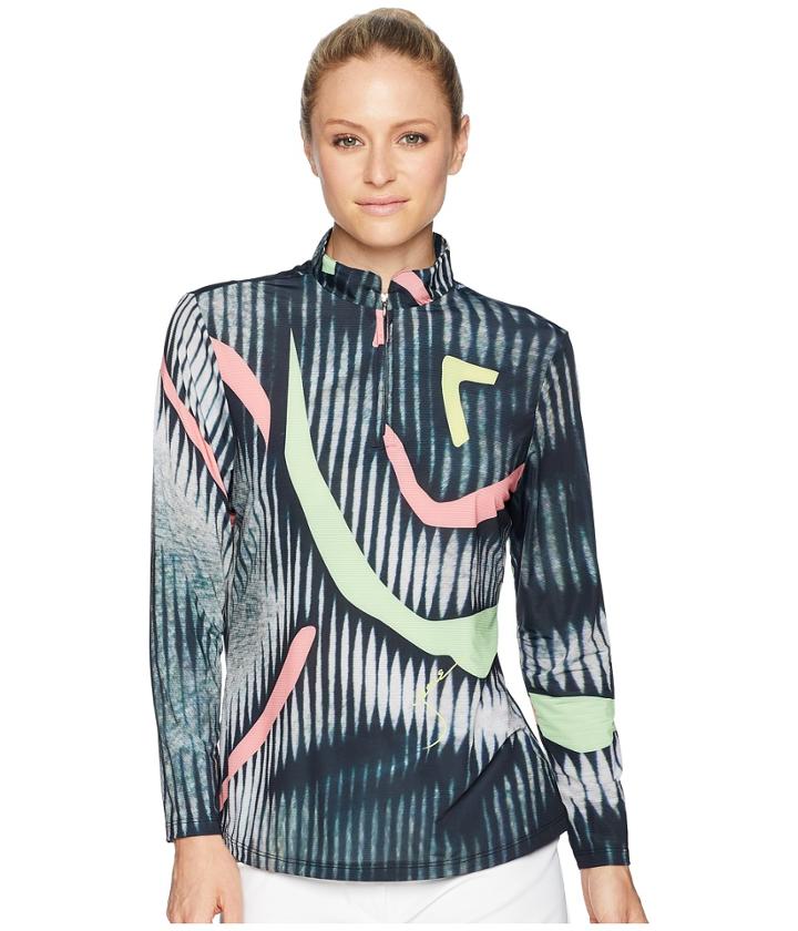 Jamie Sadock - Sunsense(r) Lightweight Trapeze Print 1/4 Zip Long Sleeve Top With 50 Spf