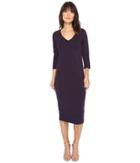 Michael Stars - Cotton Lycra 3/4 Sleeve V-neck Midi Dress